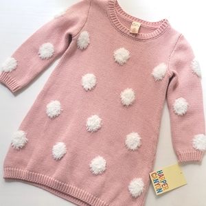 NWT Baby Girl Pom Pom Pink Sweater Dress 12m